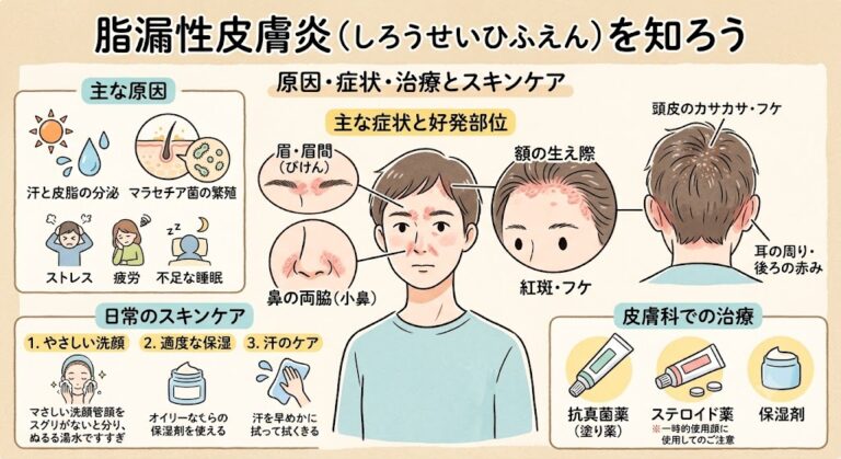 夏の汗で悪化しやすい「脂漏性皮膚炎」とは?顔・鼻周りの赤みやかゆみの原因と治療法