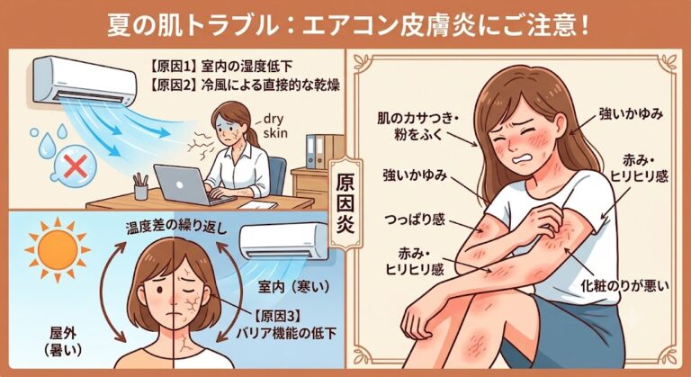 夏の冷房で肌がカサカサ・かゆい…「エアコン皮膚炎」の原因と皮膚科での治療法