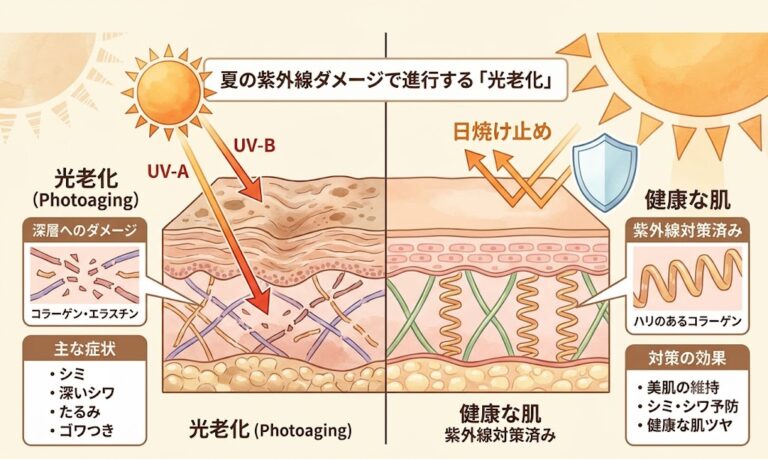 夏の紫外線ダメージで進行する「光老化」とは?メカニズムと皮膚科での予防・改善治療