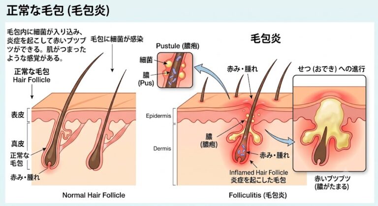 夏の汗と雑菌で悪化しやすい「毛包炎・せつ（おでき）」の原因・症状と皮膚科での治療法〜自己処置の危険性も解説