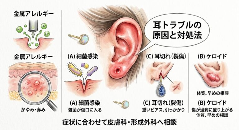 夏の海水浴・プールシーズンに多い「耳切れ・ピアストラブル」の原因と皮膚科・形成外科での正しい対処法