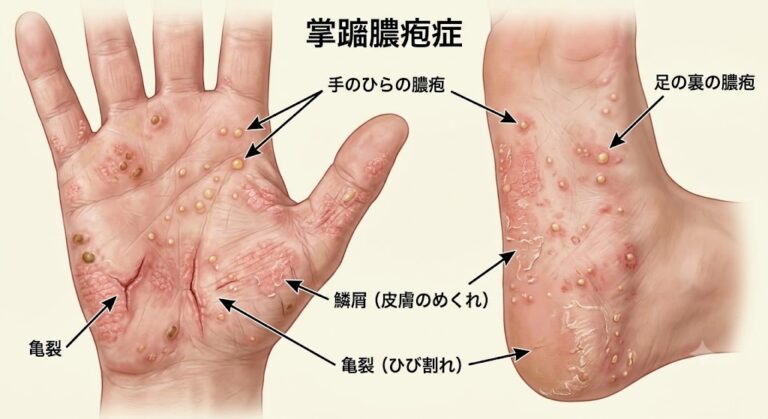 夏の汗で悪化しやすい「掌蹠膿疱症」とは?症状・原因と皮膚科での治療法を解説