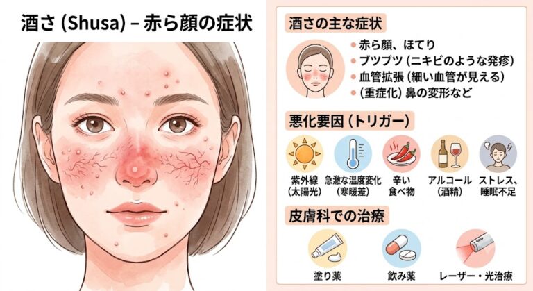 夏の紫外線で悪化しやすい「酒さ（しゅさ）・赤ら顔」の原因と治療法