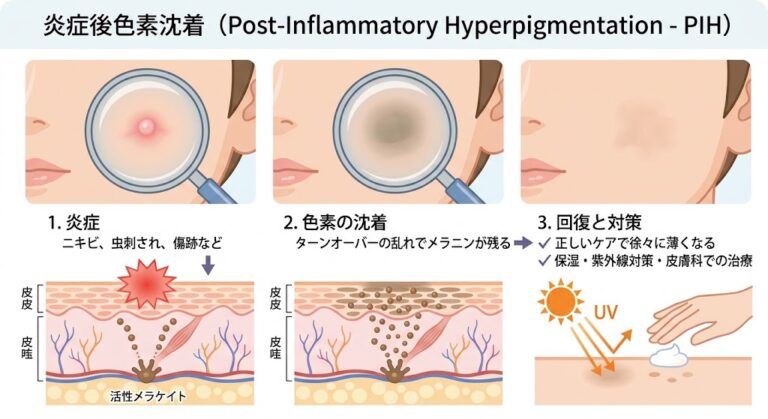 夏の終わりに気づく「炎症後色素沈着」とは？ニキビ跡・虫刺され跡・傷跡の黒ずみの原因と皮膚科治療