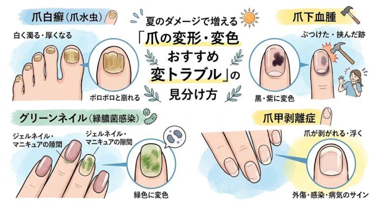 夏のダメージで増える「爪の変形・変色トラブル」の見分け方と皮膚科での正しい診断・治療法