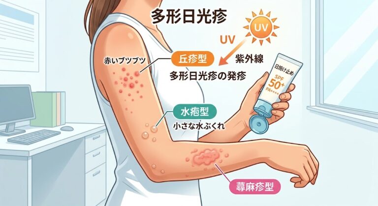 夏の日焼け後に発症しやすい「多形日光疹」とは?症状・原因と皮膚科での検査・治療法を解説