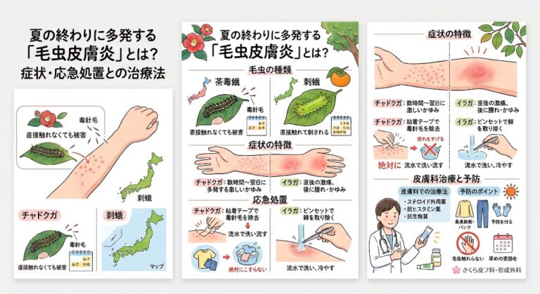 夏の終わりに多発する「毛虫皮膚炎」とは？症状・応急処置と皮膚科での治療法