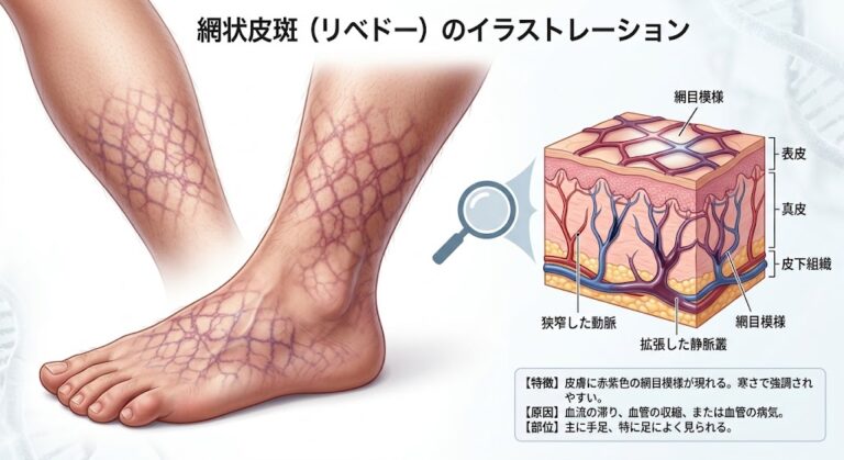 秋に目立つ足や手の網目模様「網状皮斑(リベドー)」とは?原因と受診の判断基準を解説