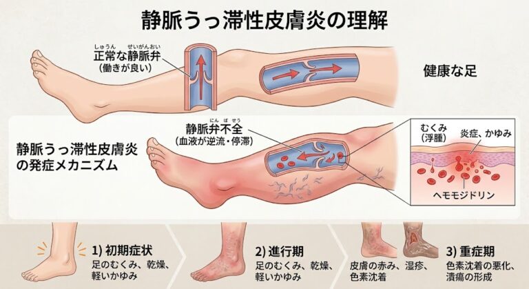 秋に増える「静脈うっ滞性皮膚炎」とは?足のむくみ・かゆみ・色素沈着の原因と治療法