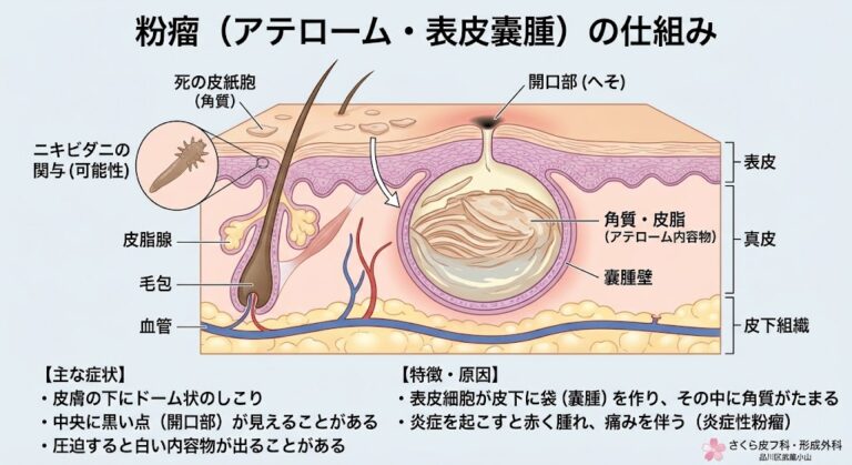 秋の乾燥と衣類摩擦で悪化しやすい「粉瘤（アテローム）」の原因・症状と日帰り摘出手術｜放置のリスクと秋に手術がおすすめな理由