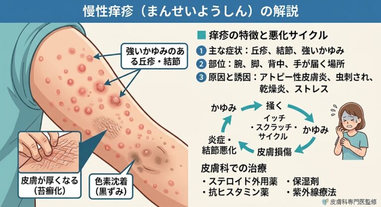 秋の乾燥で悪化しやすい「慢性痒疹」と「皮膚掻痒症」の違い｜かゆみが続くときの受診タイミング